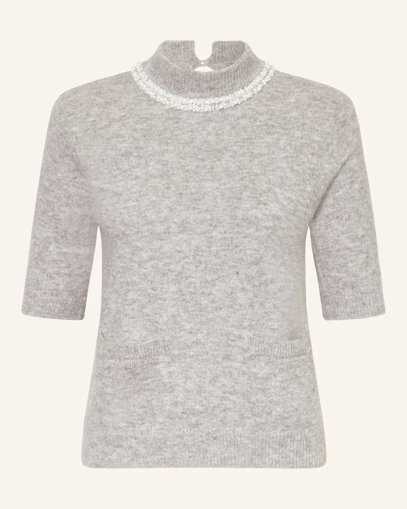 ICHI Strickshirt IHMACON mit Schmucksteinen Grau