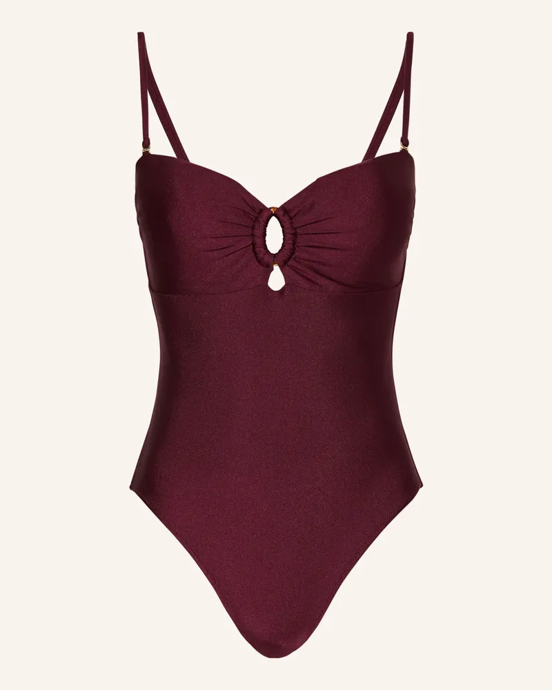 Mrs & HUGS Bandeau-Badeanzug mit Cut-outs Dunkelrot