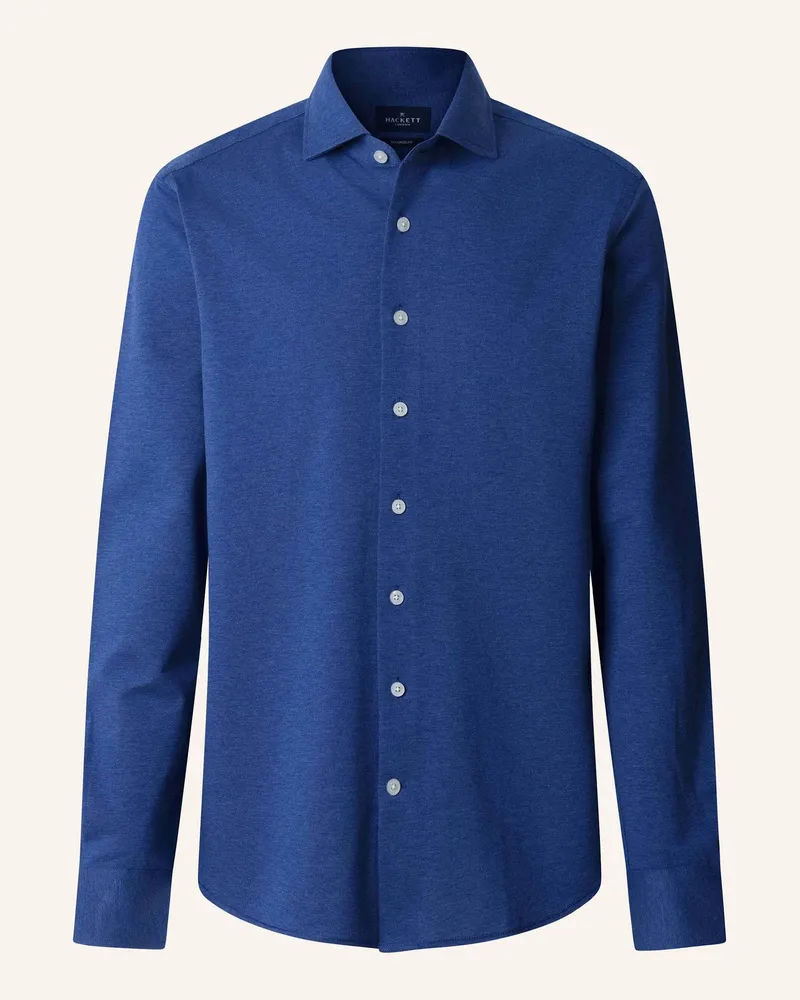 Hackett Freizeithemd Pique Jersey Shirt blau Blau