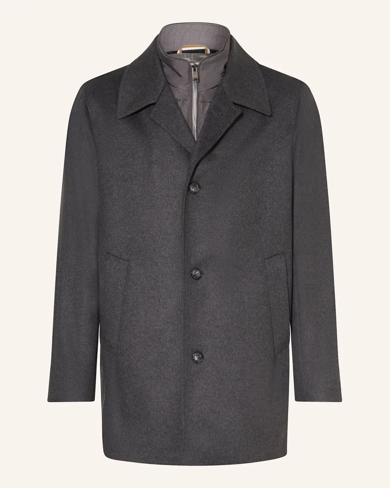 HUGO BOSS Wollmantel CLARK mit herausnehmbarer Blende Dunkelgrau
