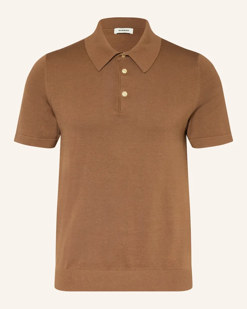Sandro Strick-Poloshirt braun Cognac