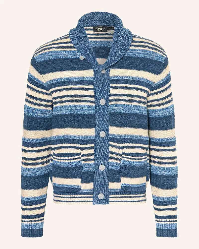 RRL Strickjacke mit Leinen Dunkelblau