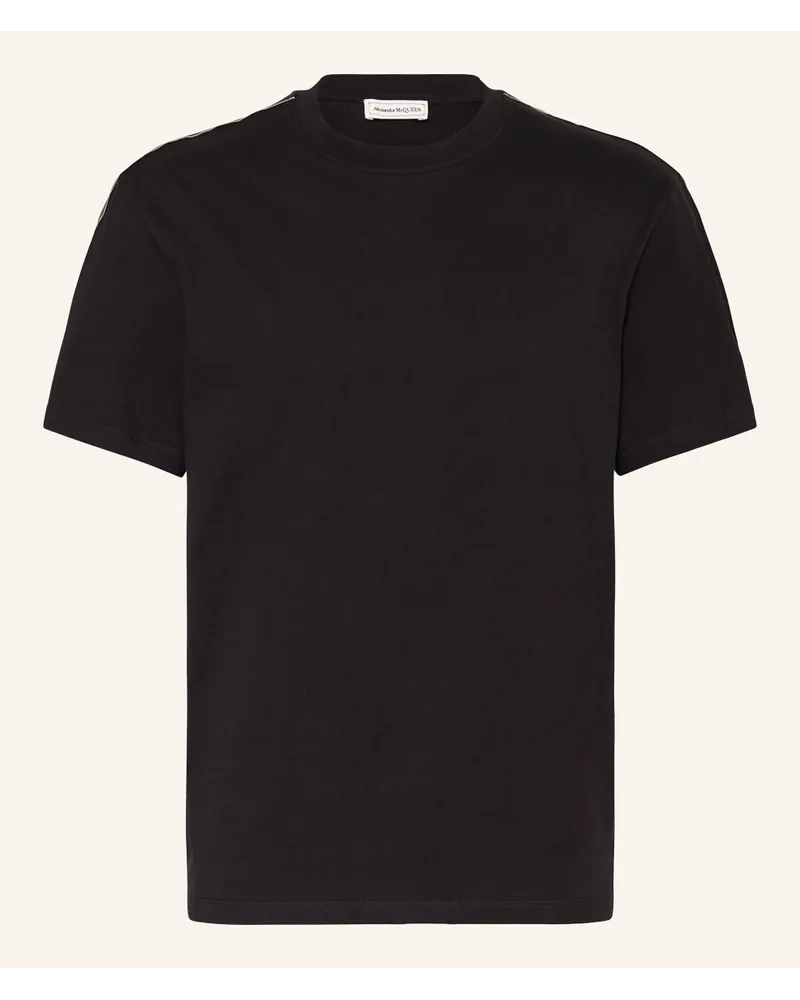 Alexander McQueen T-Shirt mit Galonstreifen Schwarz