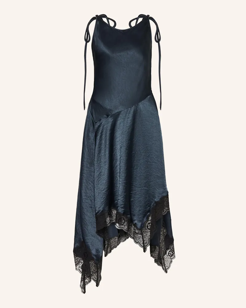 Acne Studios Wickelkleid aus Satin mit Spitze Petrol