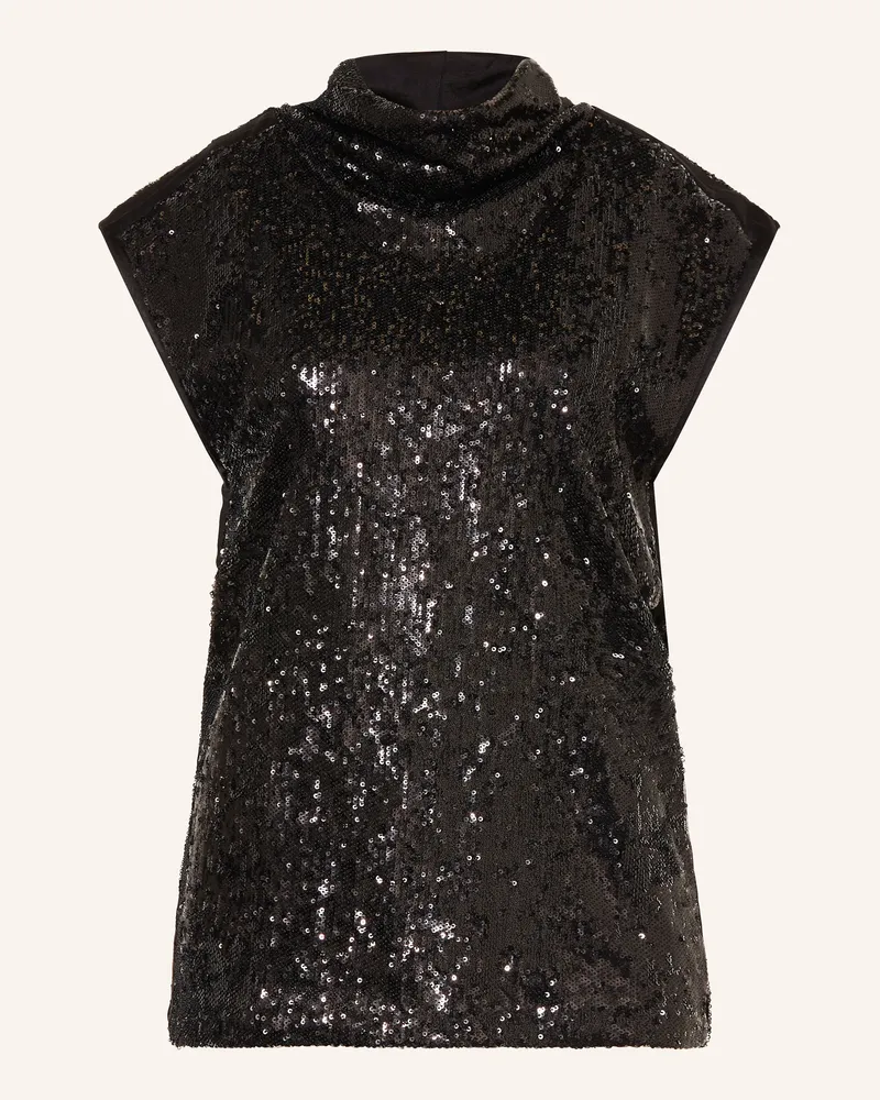 HUGO BOSS Top EBIB mit Pailletten Schwarz