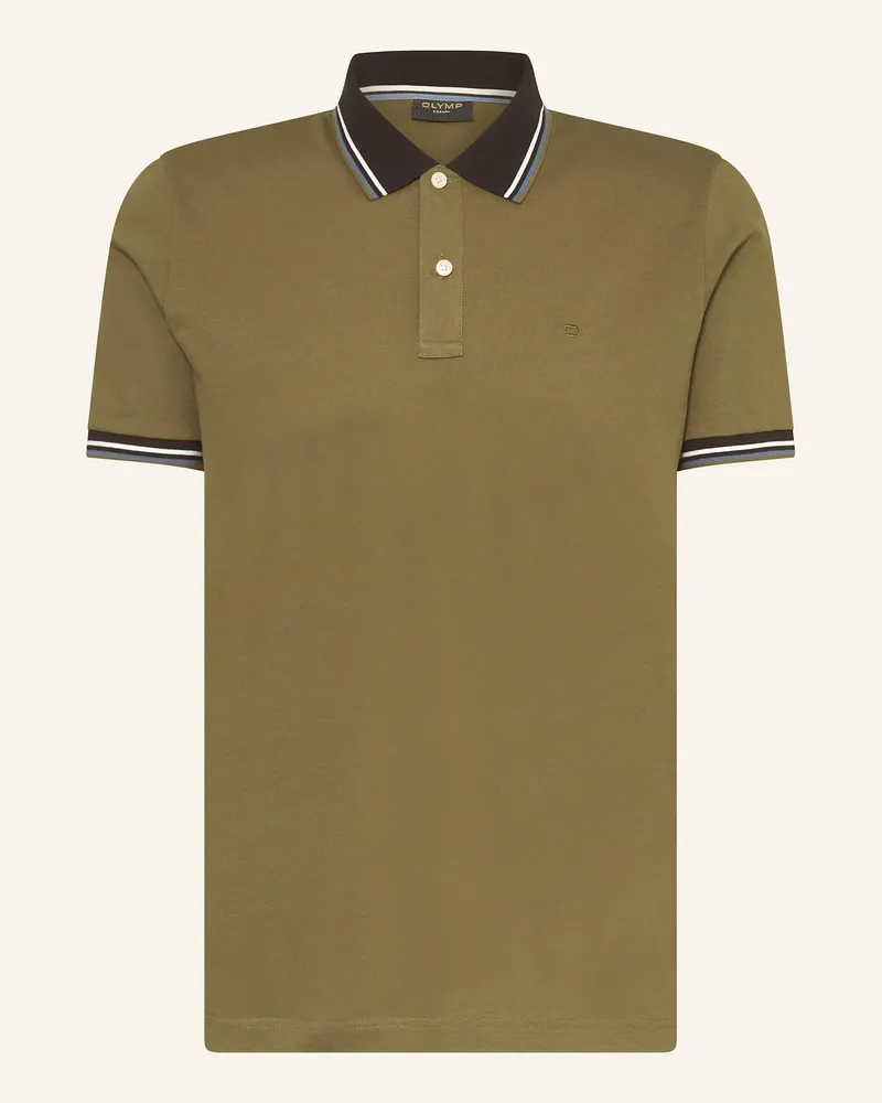 Olymp Piqué-Poloshirt Casual Fit gruen Oliv