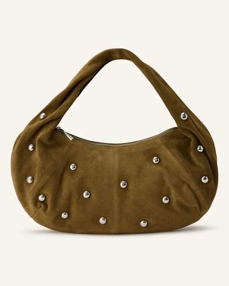 NÚNOO Schultertasche ALMA SMALL mit Nieten Oliv