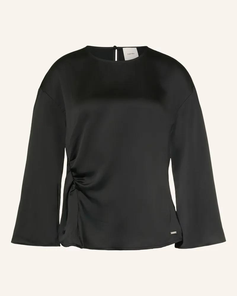 Calvin Klein Blusenshirt Aus Satin Mit 3/4-Arm schwarz Schwarz