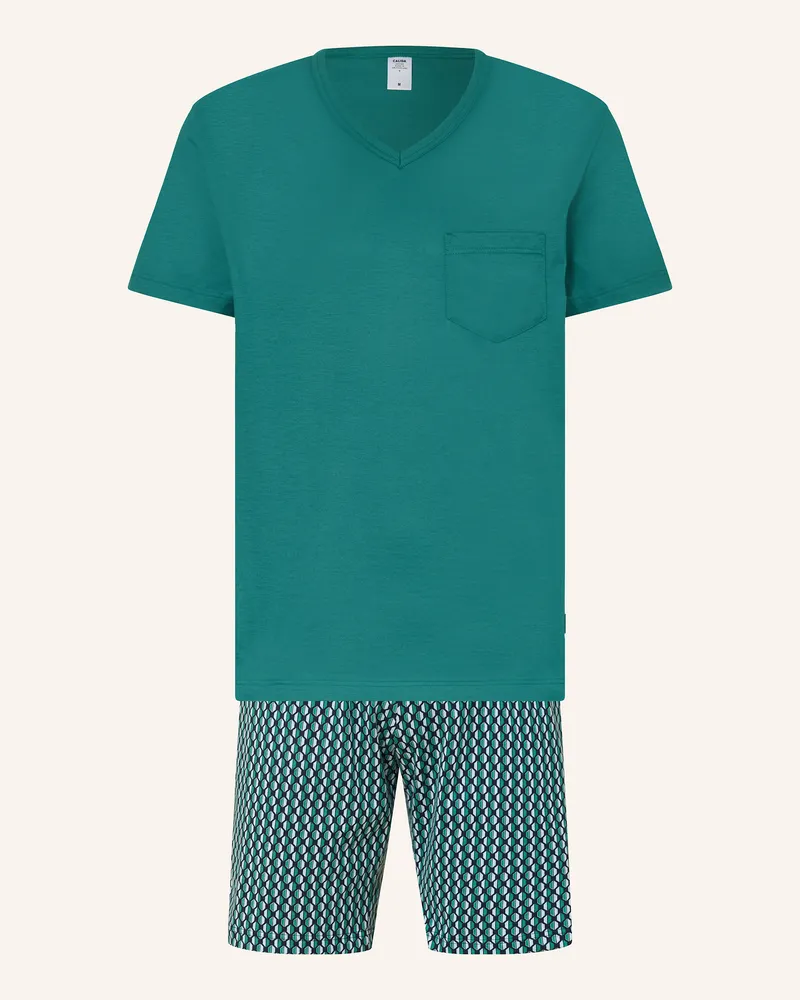 Calida Shorty-Schlafanzug RELAX IMPRINT Dunkelgrün