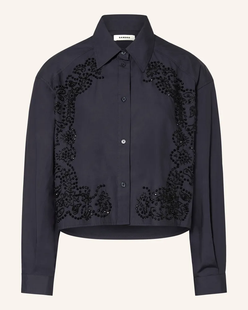 Sandro Hemdbluse Mit Schmucksteinen blau Schwarz