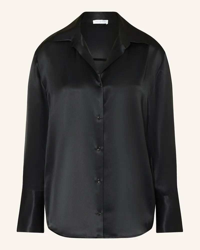 Mrs & HUGS Satinbluse Schwarz