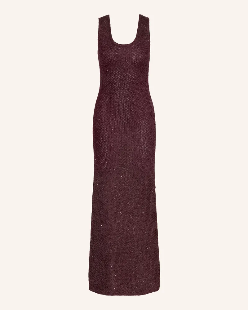 Mrs & HUGS Strickkleid Mit Pailletten braun Dunkelrot