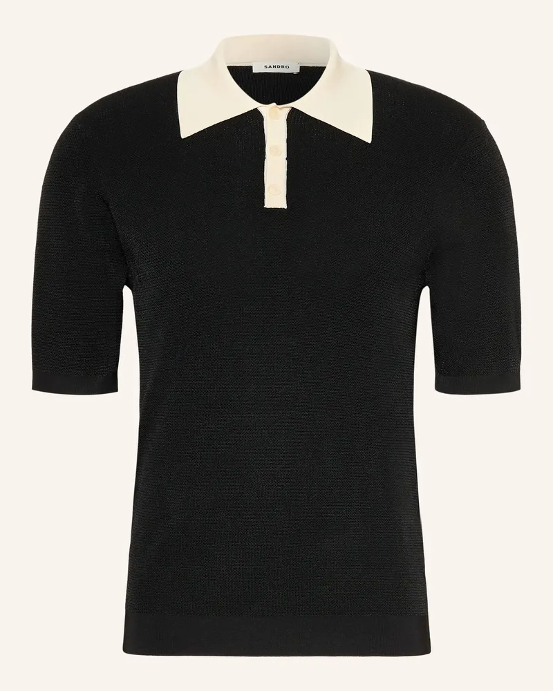 Sandro Strick-Poloshirt Schwarz