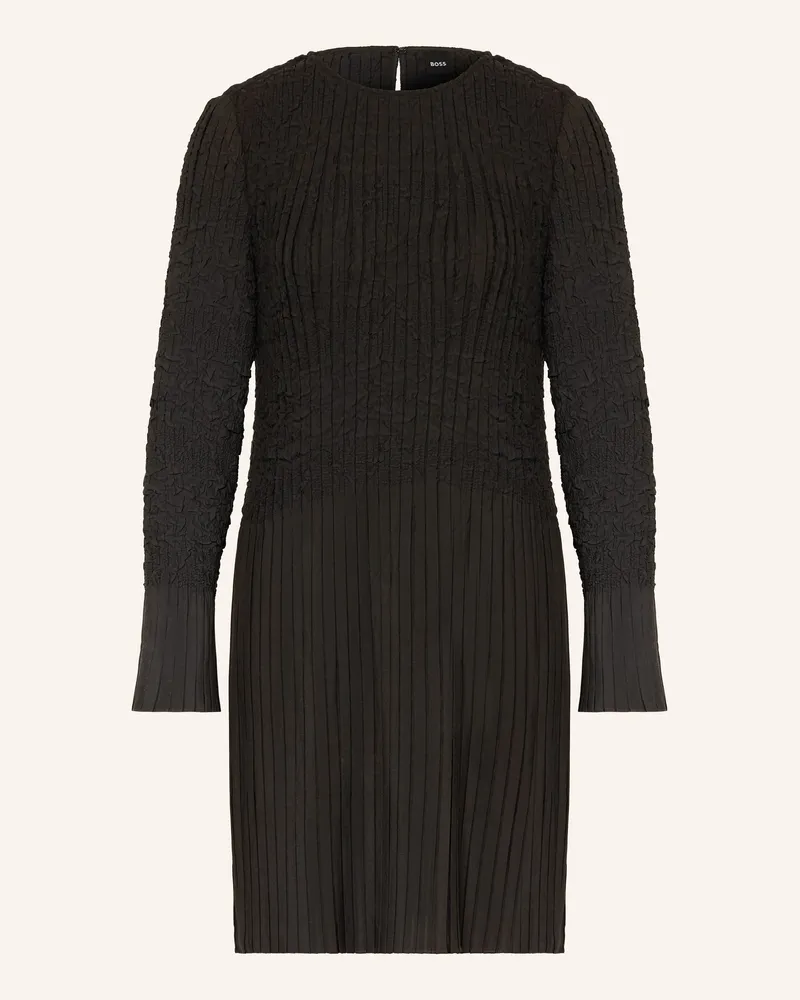 HUGO BOSS Plisseekleid Doppar schwarz Schwarz