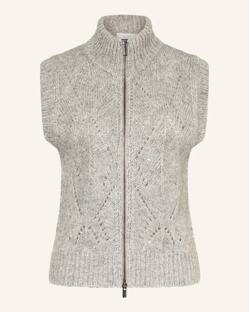 Peserico Strickweste mit Pailletten Grau