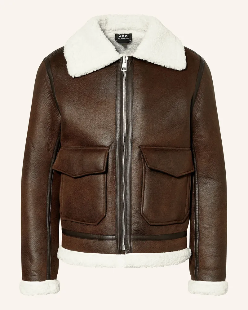 A.P.C. Jacke In Lederoptik braun Dunkelbraun