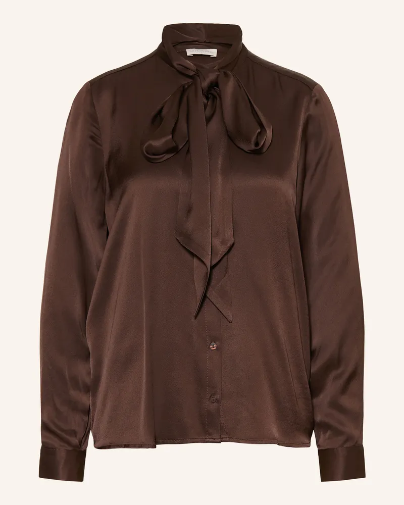 Milano Italy Satinbluse Mit Schluppe braun Dunkelbraun