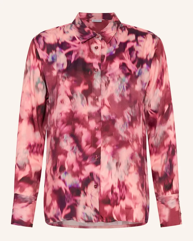 Mrs & HUGS Hemdbluse aus Satin Dunkelrot