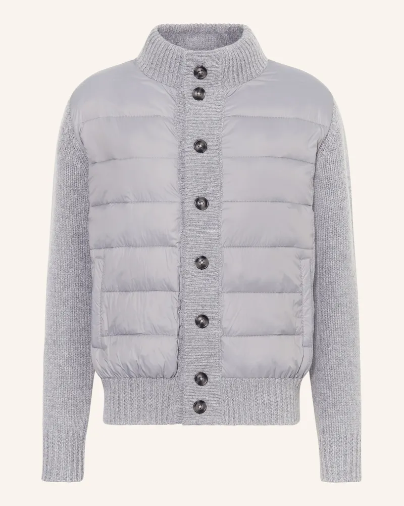 Strokesman's Strokesman Strickjacke Im Materialmix grau Grau