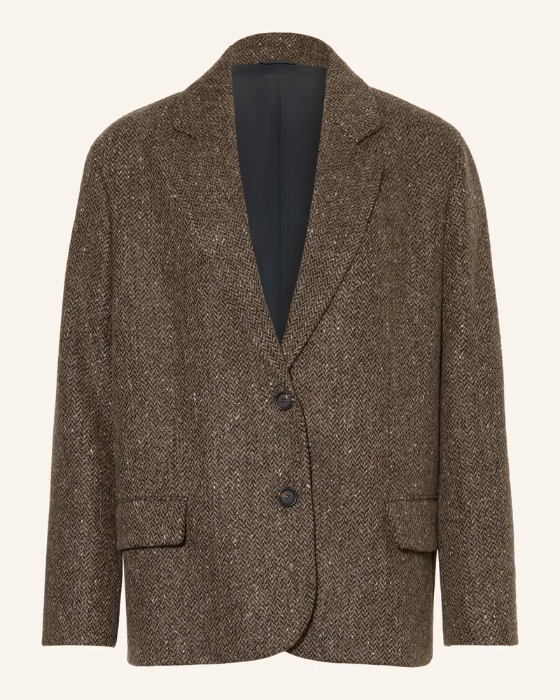 Brunello Cucinelli Blazer Mit Glitzergarn Und Pailletten braun Dunkelbraun