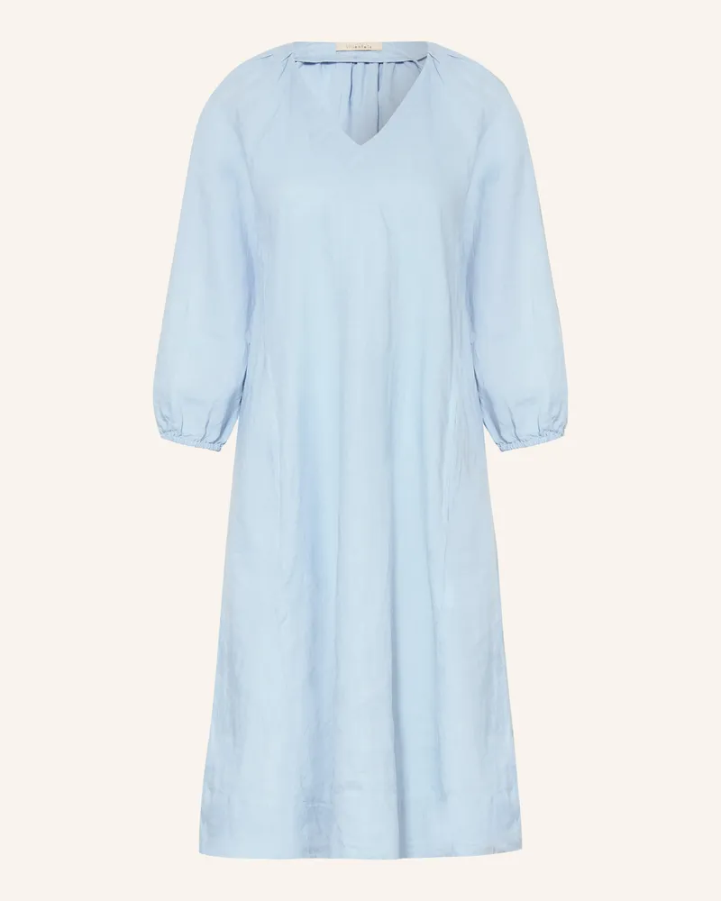 lilienfels Leinenkleid mit 3/4-Arm Hellblau