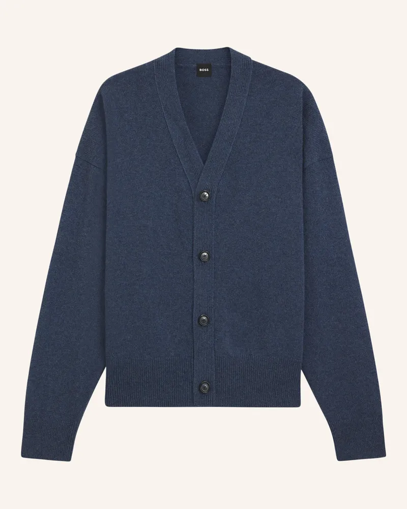 HUGO BOSS Strickjacke C-UCONE Relaxed Fit Blau