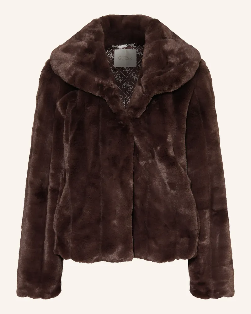 Guess Kunstfell-Jacke NEW SOPHY Dunkelbraun