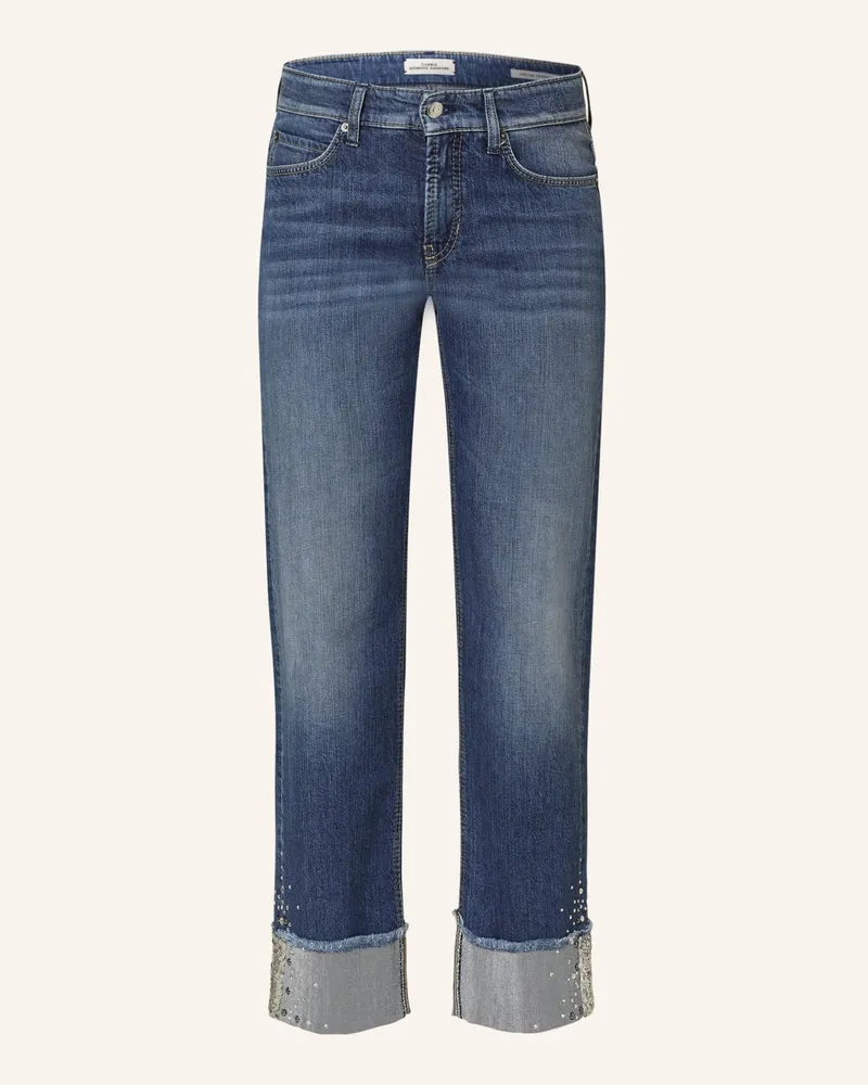 Cambio Straight Jeans PARIS mit Schmucksteinen und Blau