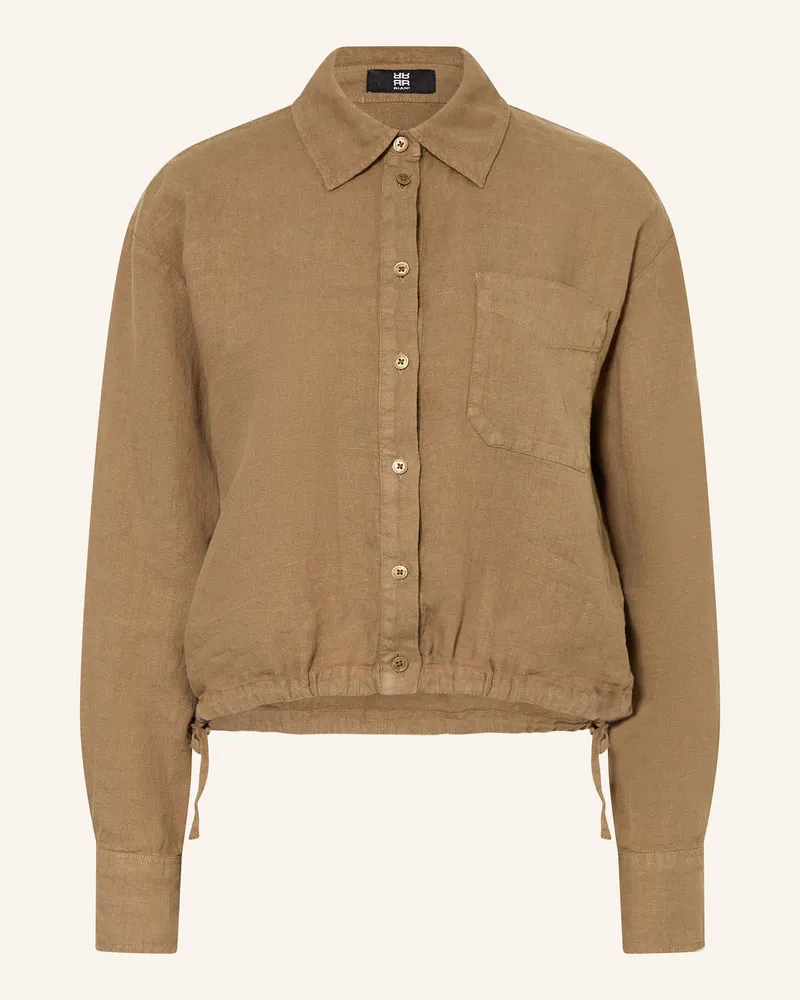 Riani Hemdbluse aus Leinen Braun