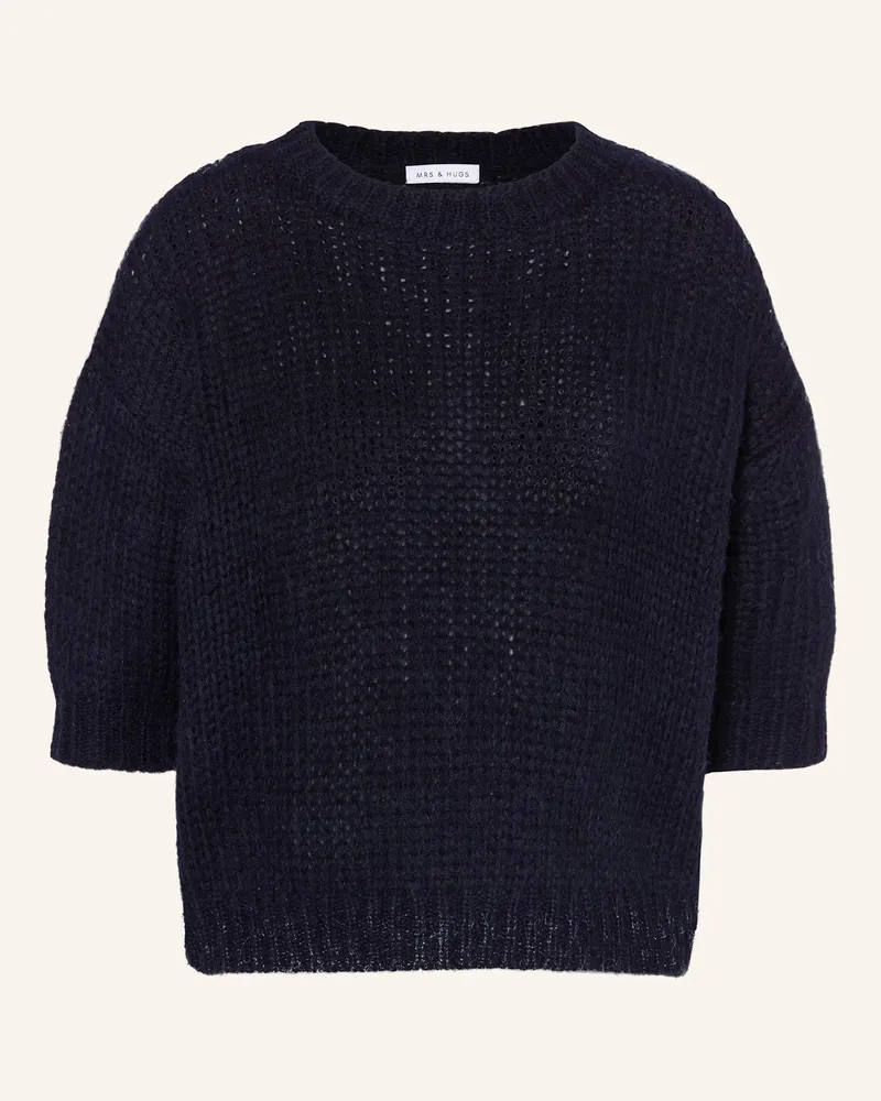 Mrs & HUGS Pullover mit 3/4-Arm Dunkelblau