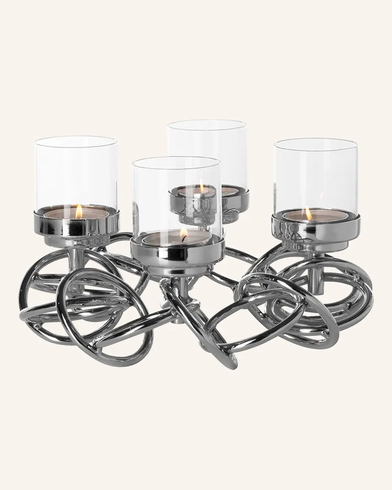 Fink Leuchter, 4-Flammig, Kranz Sonette silber Silber