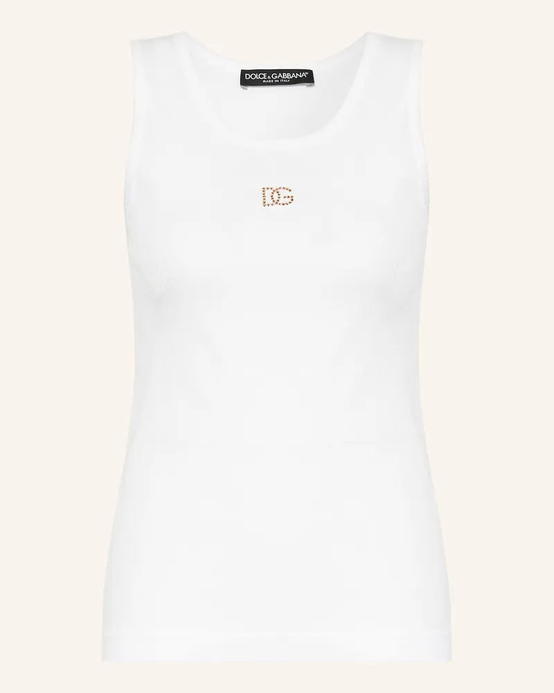 Dolce & Gabbana Top Mit Schmucksteinen weiss Weiss