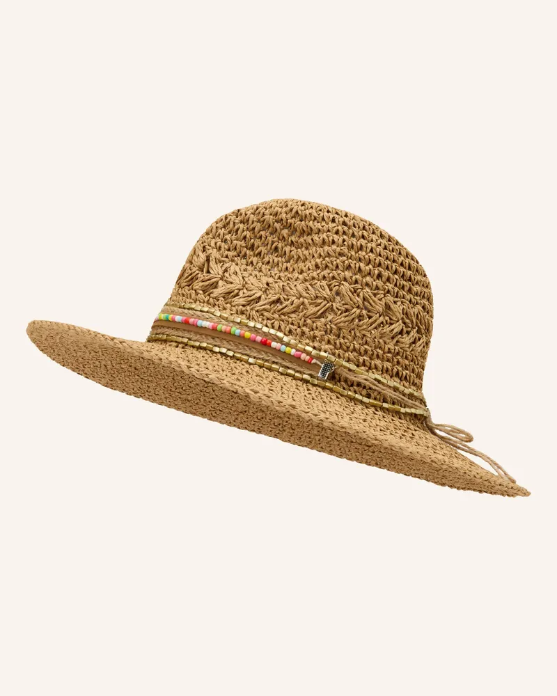 Loevenich Hut Mit Schmuckperlen braun Hellbraun