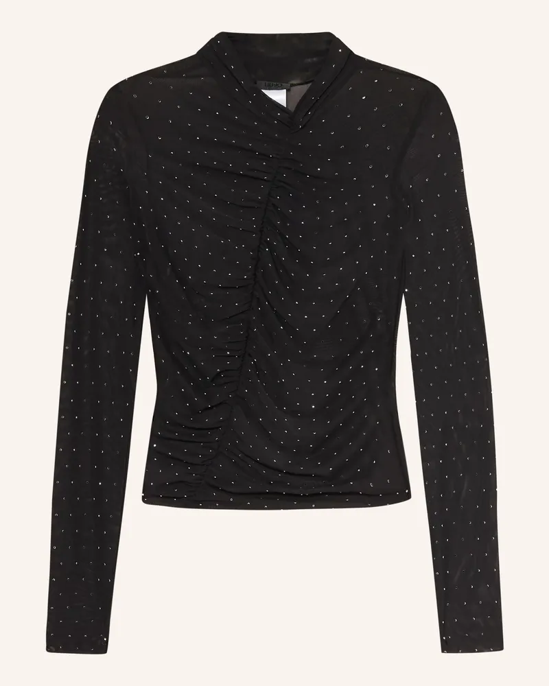 Liu Jo Longsleeve Aus Mesh Mit Schmucksteinen schwarz Schwarz