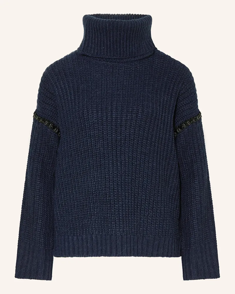 Essentiel Pullover INDSAY mit abnehmbarem Kragen und Schmucksteinen Dunkelblau