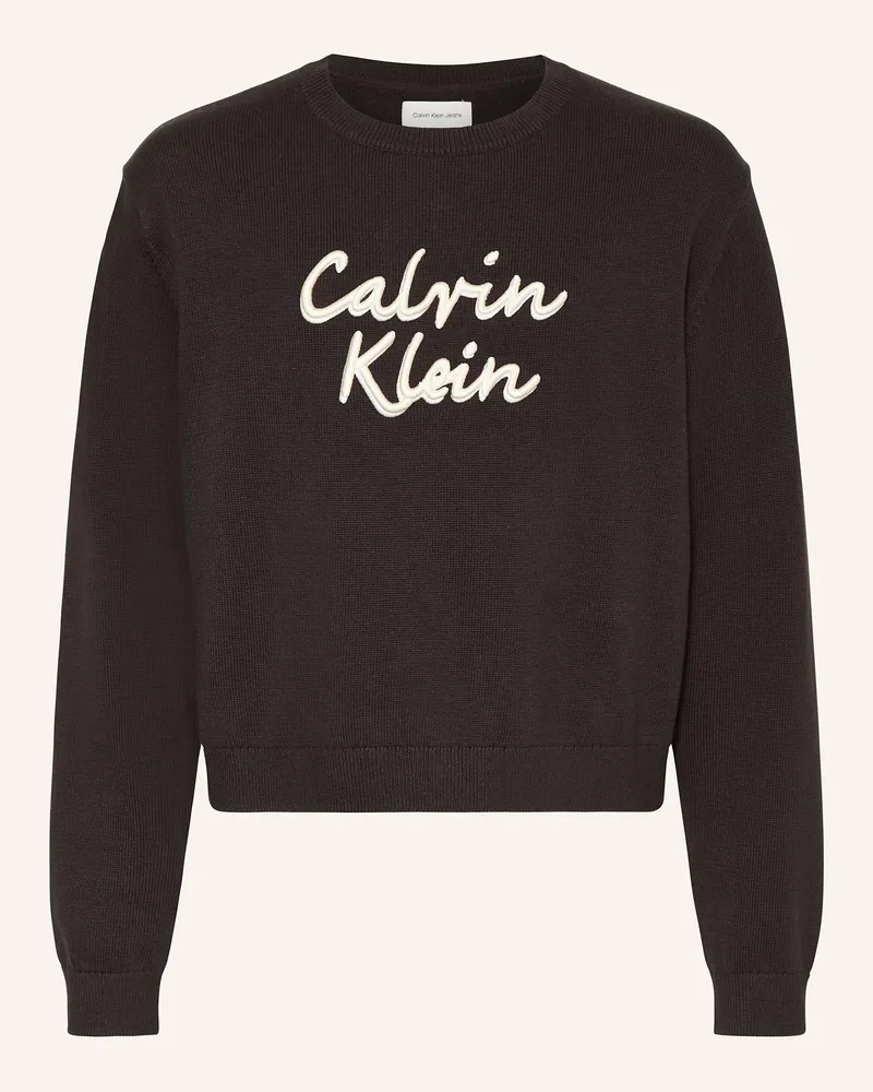 Calvin Klein Sweatshirt mit Glitzergarn Schwarz