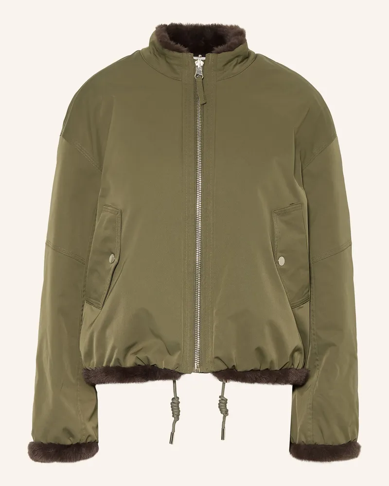 Riani Jacke Zum Wenden Mit Kunstfell gruen Oliv