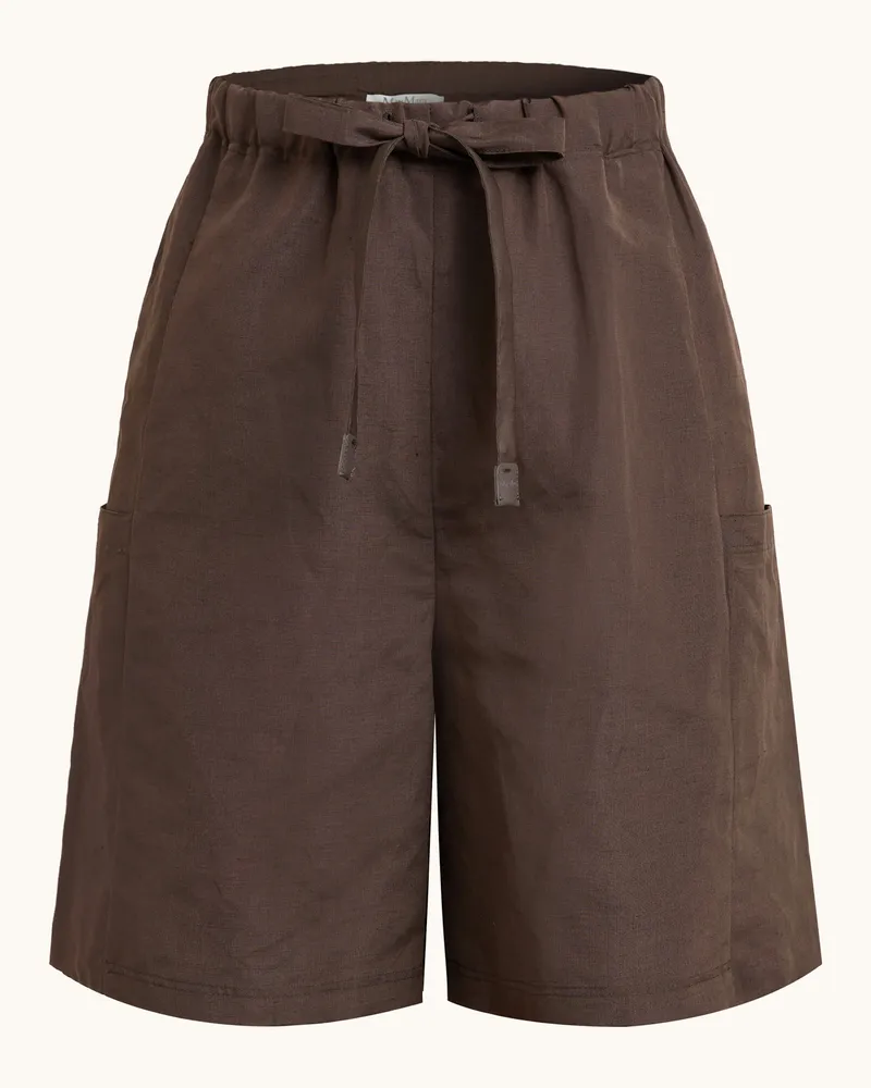Max Mara Shorts QUEBEC mit Leinen und Seide Dunkelbraun