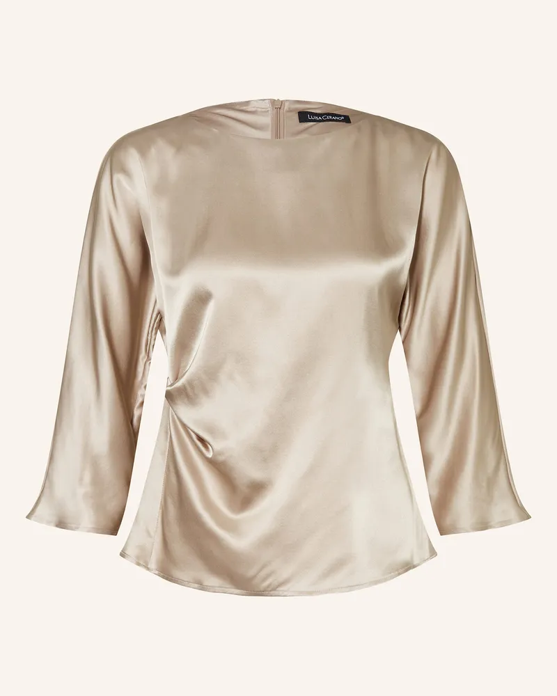 Luisa Cerano Blusenshirt aus Seide mit 3/4-Arm Hellbraun