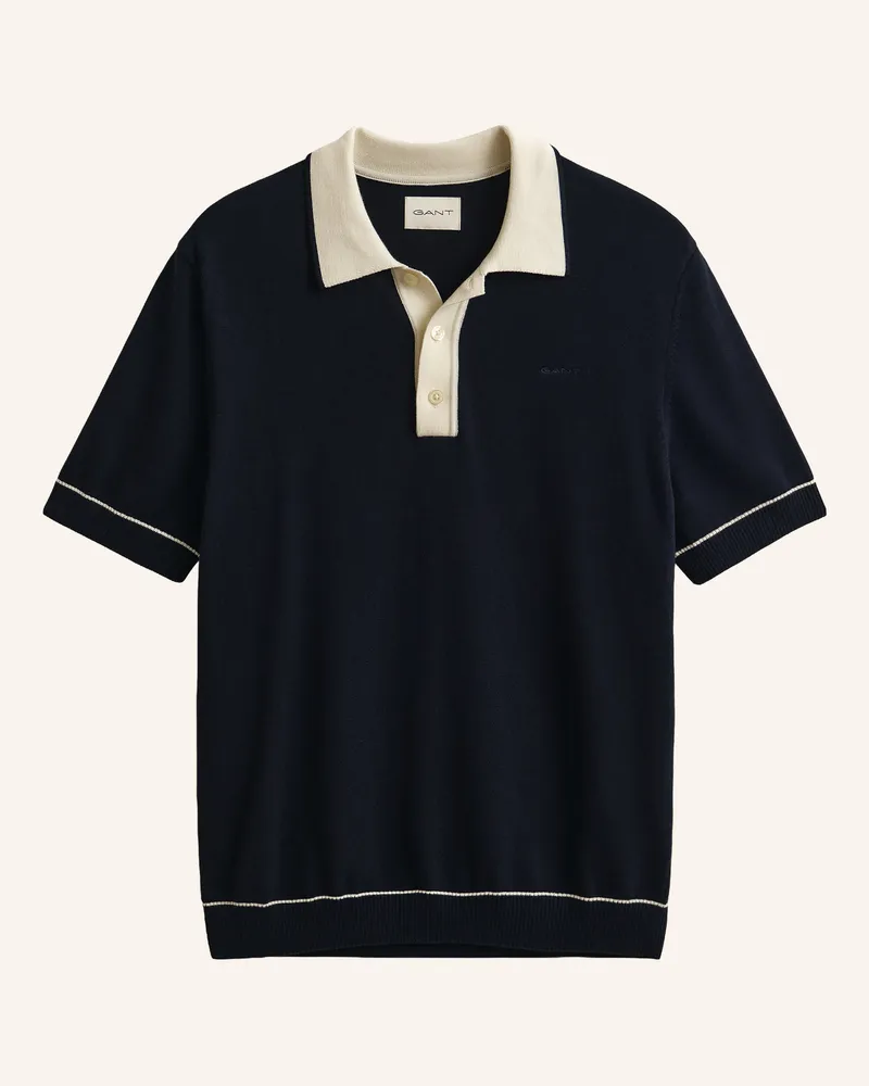 Gant Strick-Poloshirt Dunkelblau