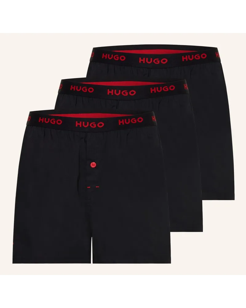 HUGO BOSS 3er-Pack Web-Boxershorts Schwarz