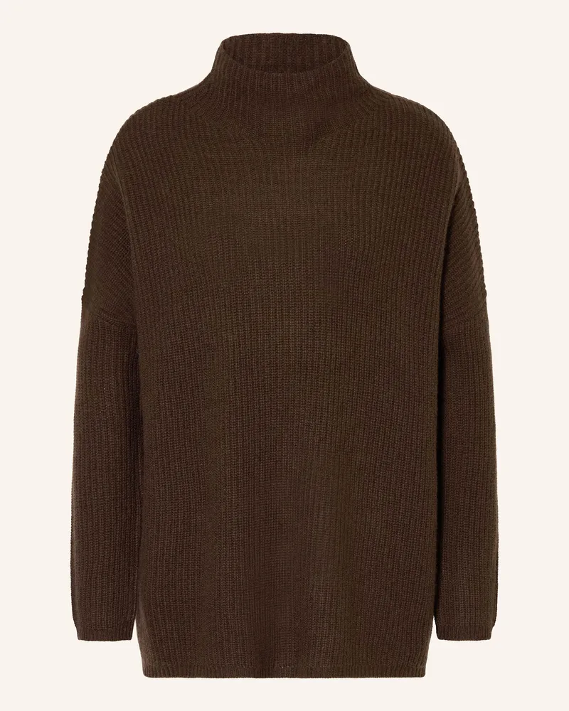 Mrs & HUGS Pullover mit Cashmere Dunkelbraun