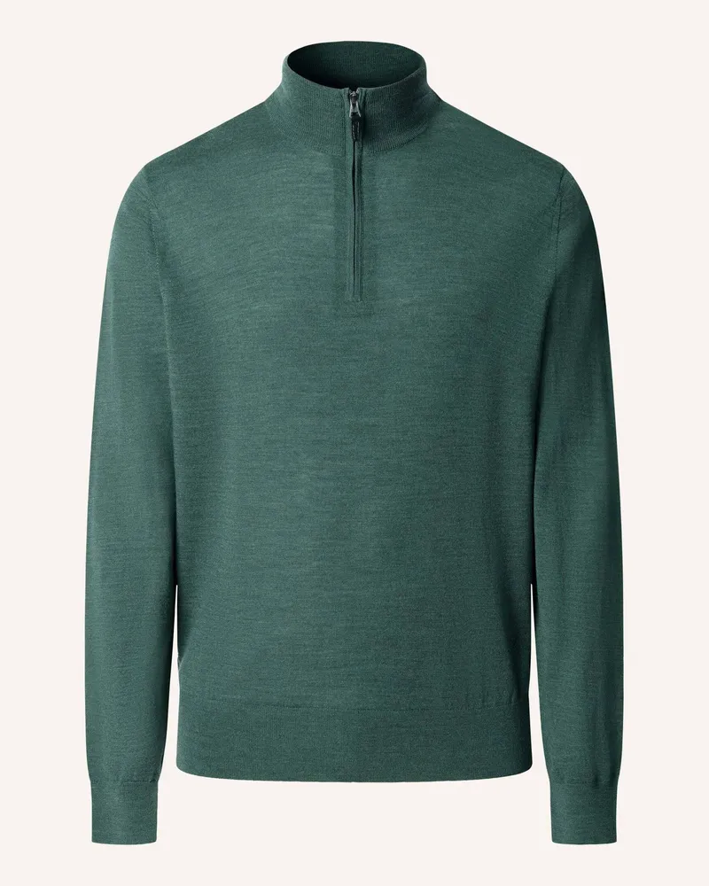 Hackett Pullover Ess Merino Hzip gruen Oliv