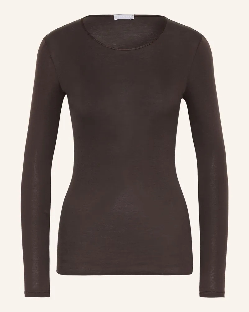 Hanro Schlafshirt Cotton Seamless braun Dunkelbraun
