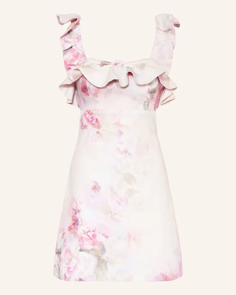 Zimmermann Leinenkleid CRUSH mit Volants Pink