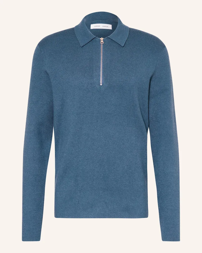 Samsøe & Samsøe Strick-Poloshirt Guna blau Blau