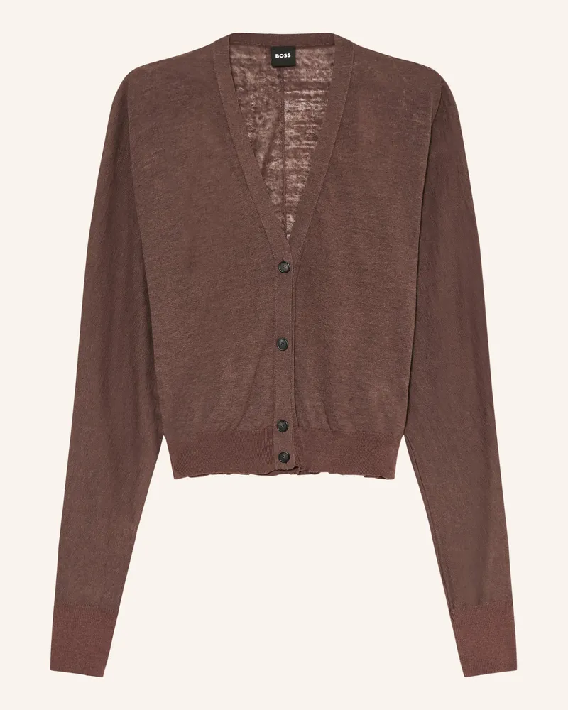 HUGO BOSS Strickjacke Farcisox Aus Leinen braun Dunkelbraun
