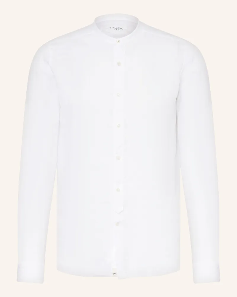 Tintoria Mattei Leinenhemd Slim Fit mit Stehkragen Weiss