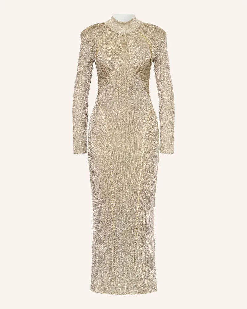 Self-Portrait Strickkleid Gold