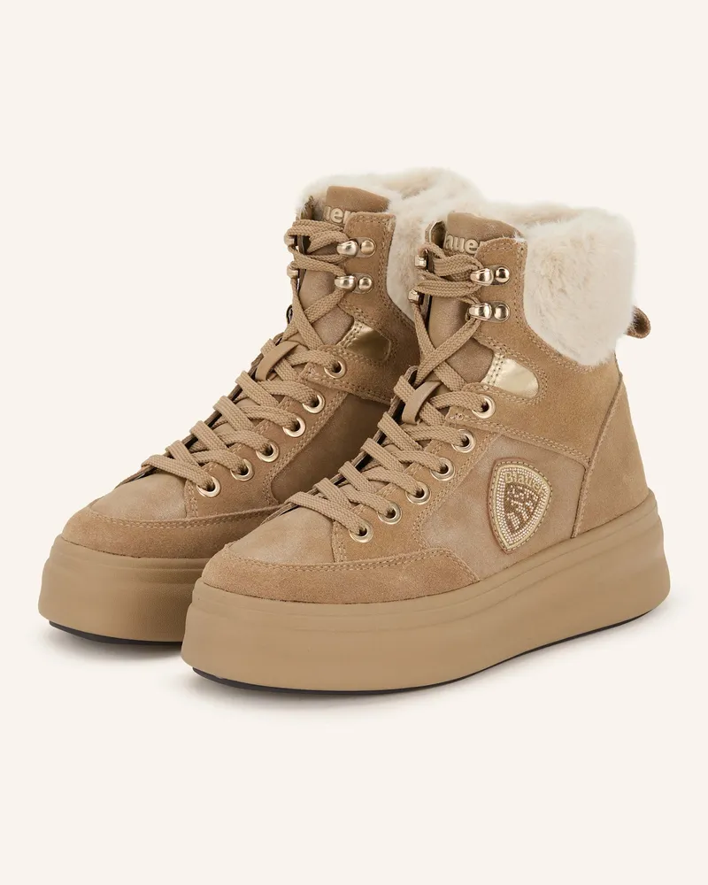 Blauer Schnürboots EMERY01 Beige